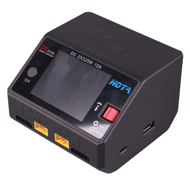 HOTA D6 DC650W 15A Dual Smart Charger for Drones Accessories Maximum Current 1600mA Micro USB 1-6S LIPO LIHV/NiZn/Nicd/NiMH