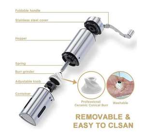 Tragbare Kaffeebohnen-Handmühle Edelstahl Einstellbare Einstellung Grat Manuelle Grat-Kaffeemühle - Product Image 4
