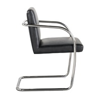 Chaise visiteur moderne rembourrée en cuir PU, NOUVELLE chaise de réception avec base de traîneau chromée, chaise Soft Bueno pour usage commercial