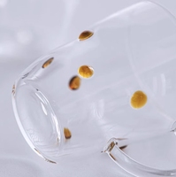 Vente en gros de tasses à café au lait transparentes en verre borosilicate de haute qualité avec poignée, personnalisables avec des points de couleur