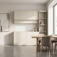 Aparador Moderno Blanco, Mueble Buffet Ecológico de Aglomerado, Armario de Almacenamiento, Mueble Pre-Diseñado