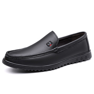 Mocassins en cuir noir pour hommes, chaussures décontractées pour affaires, souples et confortables, design monobloc - Product Image 5