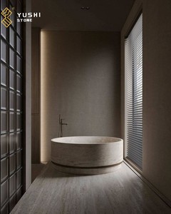 <span class=keywords><strong>Baignoire</strong></span> ronde en travertin de style européen vintage YUSHI pour la décoration de grands hôtels, appartements et villas - Product Image 3