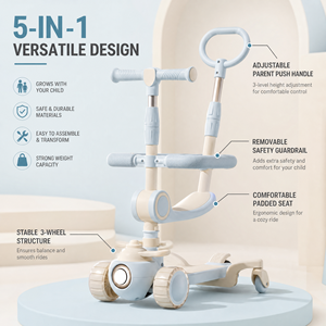 Trottinette pour enfants pliable en plastique, antidérapante, <span class=keywords><strong>avec</strong></span> poignée réglable et éclairage multimode 5 en 1, idéale pour l'extérieur – Fabrication OEM/ODM - Product Image 2