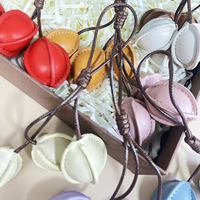 Meerdere kleuren PU lederen fruitzaadjes hanger met olieverf & met lang koord handgemaakte tas mode hanger hangende decoratie