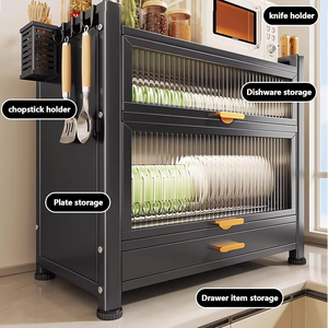 Scolapiatti estraibile doppio in metallo ecologico e impermeabile, porta piatti e ciotole, antipolvere, per armadietto da <span class=keywords><strong>cucina</strong></span> - Product Image 5