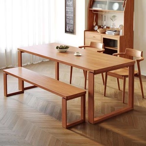 Juego de Mesa de Comedor de Madera Maciza de Estilo Nórdico, 4 Piezas, Rectangular, Duradero, para Uso Doméstico, Muebles para Comedor - Product Image 1
