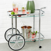 Chariot de service alimentaire pliable en métal pour hôtel, chambre, cuisine, bar, restauration, traiteur