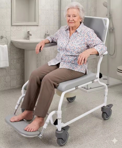 Premium Anti-slip Wheeled <b>Shower</b> Bath Chair <b>Portable</b> Transfer <b>Shower</b> Commode Chair for Seniors Handicap - Product Image 3