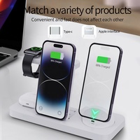 Support de chargeur sans fil pliable 3 en 1 avec charge rapide et puissance maximale de 15 W pour téléphone portable, montre intelligente, écouteurs