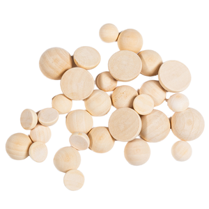 Perles rondes en bois non finies, demi-boules en bois naturel, 15 mm, ensembles de couleurs bois pour l'artisanat DIY - Product Image 1