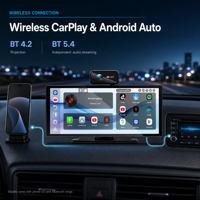Écran de voiture portable sans fil CarPlay et Android Auto de 10,25 pouces, caméra de recul, lecteurs MP3/MP4, carte SD