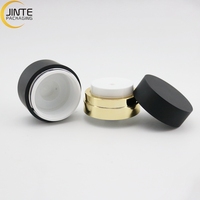 Flacon pompe airless rond en plastique noir personnalisé de luxe pour crème et soins de la peau, 15 ml, 30 ml, 50 ml, vente en gros