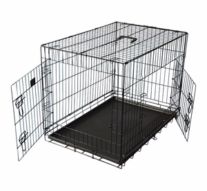 24 30 36 42 48 pollici metallo pieghevole gabbia per cani gabbia pieghevole in metallo cane XXL impatto nero canile canile casse - Product Image 2