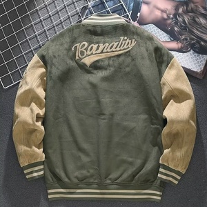 Giacca da Baseball Retrò da <span class=keywords><strong>Uomo</strong></span> Autunno Inverno con Ricamo Americano di Tendenza in Pelliccia di Coniglio Chiusura Frontale con Cerniera Capo Lungo - Product Image 3