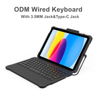 Wired Tablet Keyboard with Protection Case MFi Certified Plug for iPad Magnetic Detachable Rugged TPU Case with Stand