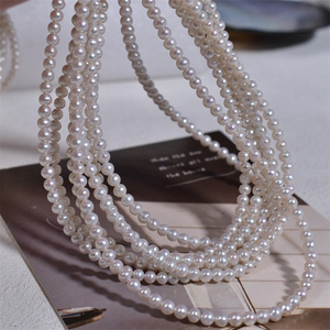 3-4mm AA lớp chất lượng tốt trắng hình tròn ngọc trai nước ngọt strands ngọc trai bán buôn đối với trang sức làm Khuyến mãi giá - Product Image 6