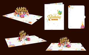 Tarjeta de Felicitación Personalizada con Impresión Digital 3D, Diseño Vietnamita, de Lujo, con Velas Artísticas de Papel, para Fiestas de Cumpleaños - Product Image 4