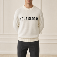 Pull en maille jacquard personnalisé OEM ODM pour homme, col rond, manches longues, épaules tombantes, style décontracté d'hiver, vente en gros