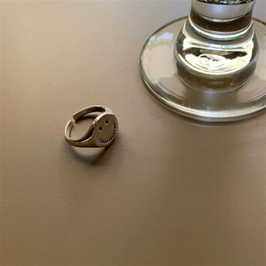 Anillo de plata S925 con diseño de sonrisa para mujer, estilo retro, diseño abierto, joyería para el dedo índice, regalo. - Product Image 3