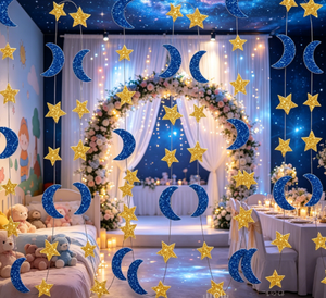 Guirnalda de Papel Brillante DAMAI para Ramadán, Adornos Colgantes de Estrellas y Luna Creciente |   Decoraciones para Fiestas y Artículos de Decoración para Techos - Product Image 1