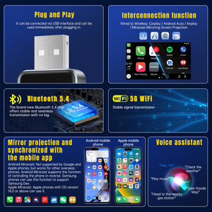 Fuallwin OEM 4-in-1 Bluetooth <span class=keywords><strong>Android</strong></span> Auto universele slimme spiegel touchscreen draadloze Carplay USB-adapter voor auto-accessoires - Product Image 6