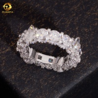 Cincin Moissanite Perak 925 Lapis Rhodium, Pengiriman Cepat dari AS, Lulus Uji Diamond, Cincin Pria Hip Hop