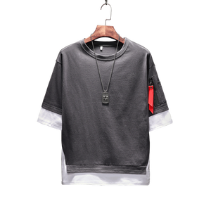 Uomo estate uomo abbigliamento Hip Hop mezza manica cerniera Design moda tendenza magliette oversize - Product Image 3