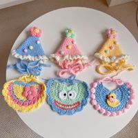 Crochet fait à la main coton peluche chapeau d'anniversaire mignon fleur Design pour chats chiens fête fête Photo accessoire KIVA marque