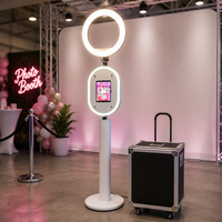 Mesin Photo Booth Selfie iPad Putih Gudang USA/UK, Pemasangan Cepat, Kompatibel dengan iPad 10.2 hingga 13 inci untuk Acara