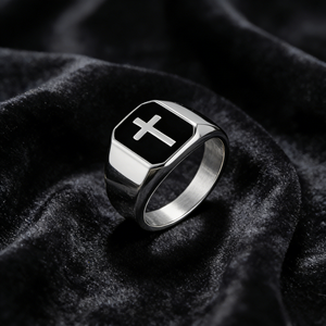 Fashionable Finger Jewelry Cross with <b>Black</b> Oil for Party Gifts Fine Cross-border <b>Titanium</b> <b>Ring</b> - Product Image 4