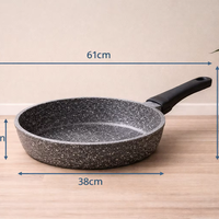 Wajan Aluminium Besar 38cm: Lapisan Batu Maifan Premium, Pembersihan Mudah, Pemanasan Merata, Anti Lengket, Peralatan Masak Tahan Lama