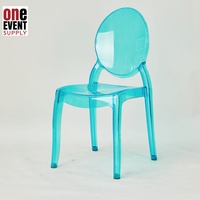 Chaise Sophia en plastique colorée effet gelée, élégante, stable, avec assise concave, pour l'extérieur et les rassemblements