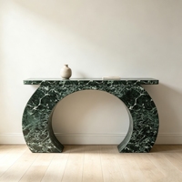 Console d'entrée étroite en marbre vert pour la décoration du hall de villa
