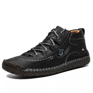 Livraison directe d'approvisionnement d'usine bottes de marche décontractées en cuir microfibre plat de grande taille à lacets pour hommes - Product Image 3