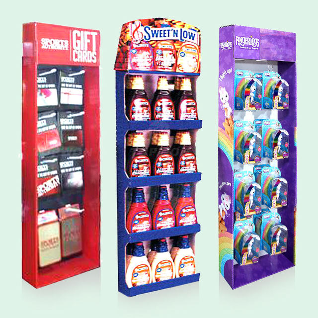 Custom Supermarket Corrugated Power Wing Displays Paper Hook Display Stand Cardboard Sidekick Display