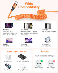 Muestra gratuita de cable USB C SUNGUY personalizado de 60W, cable de carga rápida retráctil para teléfono, portátil, batería externa y coche. - Product Image 5