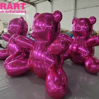 Décoration d'activités : Ours miroir gonflable rose, Mascotte d'ours de dessin animé gonflable personnalisée