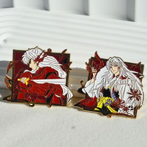 2 Model Pin Anime Inuyasha Sesshoumaru Bros Lencana Enamel Hadiah Cosplay Bros Topi Dekorasi Pakaian Aksesori Perhiasan - Product Image 2
