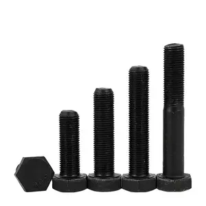China Factory Competitive Price steel material high strength DIN931 GRADE 10.9 BLACK OXIDE Bolt hex half threaded