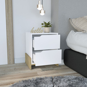 Luss Nightstand Bedside Table With <b>2</b> <b>Drawers</b> <b>Storage</b> <b>Drawer</b> <b>Unit</b> For Bedroom - Product Image 4