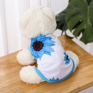 Pet <b>Clothes</b> Vest Floral Pattern Polyester Summer Dog <b>Cat</b> Clothing Yellow Blue Pink - Product Image 3