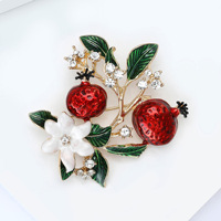 Aksesoris Pakaian Fashion Korea Jepang Bros Delima Berlapis Emas Enamel Wanita Bros Buah Berhias Berlian Imitasi Pin Bunga Dada