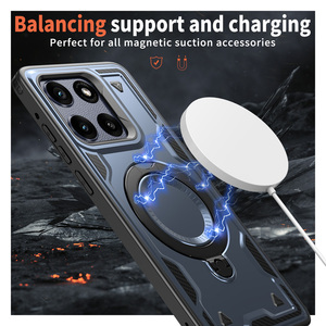 Funda Protectora Magnética Antihuellas de TPU+PC a Prueba de Golpes con Anillo Giratorio de 360° para Motorola <span class=keywords><strong>MOTO</strong></span> Edge 60 Fusion Pro 5G 2025 - Product Image 2