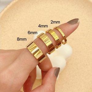 Dainty Stainless Steel 18k Gold Plated Band Stacking <strong>Ring</strong> <strong>Thick</strong> Couple Statement <strong>Ring</strong> Women Men - Product Image 5