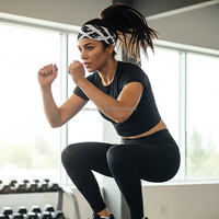 Bandeaux de sport sans couture en polyester élastique absorbant la transpiration pour yoga, fitness, gym, course à pied, avec logo personnalisé OEM/ODM - Disponible pour