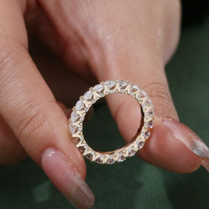 Anillo de Bodas de Oro Blanco de 14k con Moissanita para Mujer, Elegante Anillo de Moissanita para Regalos, Fiestas, Aniversarios, Joyería - Product Image 2