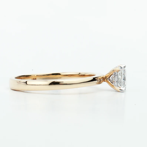 แหวนเพชรสร้างในห้องปฏิบัติการ ทองคำแท้ 10K 14K แหวนเพชรเม็ดเดี่ยวทรงปรินเซสคัท ของขวัญแทนใจ แหวนเพชรสำหรับขอแต่งงาน แหวนฝังเพชรแบบ 4 พาเว่เซ็ตติ้ง - Product Image 4