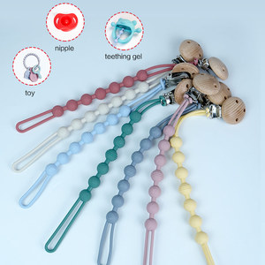 Attache-tétine en silicone et en bois de coton personnalisée pour bébé de 0 à 12 <span class=keywords><strong>mois</strong></span> - Product Image 4