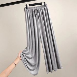 Cozy Modal Thin Wide <strong>Leg</strong> Pants Female Summer Plus Size Elastic Waist Loose <strong>Straight</strong> Casual Pants <strong>Women</strong> High Waist <strong>Trousers</strong> Loose - Product Image 1